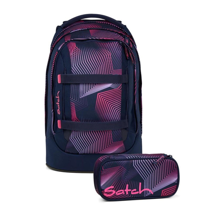 Satch pack Schulrucksack Set 2tlg. inkl. Schlamperbox (Seismic Pink), Seismic Pink