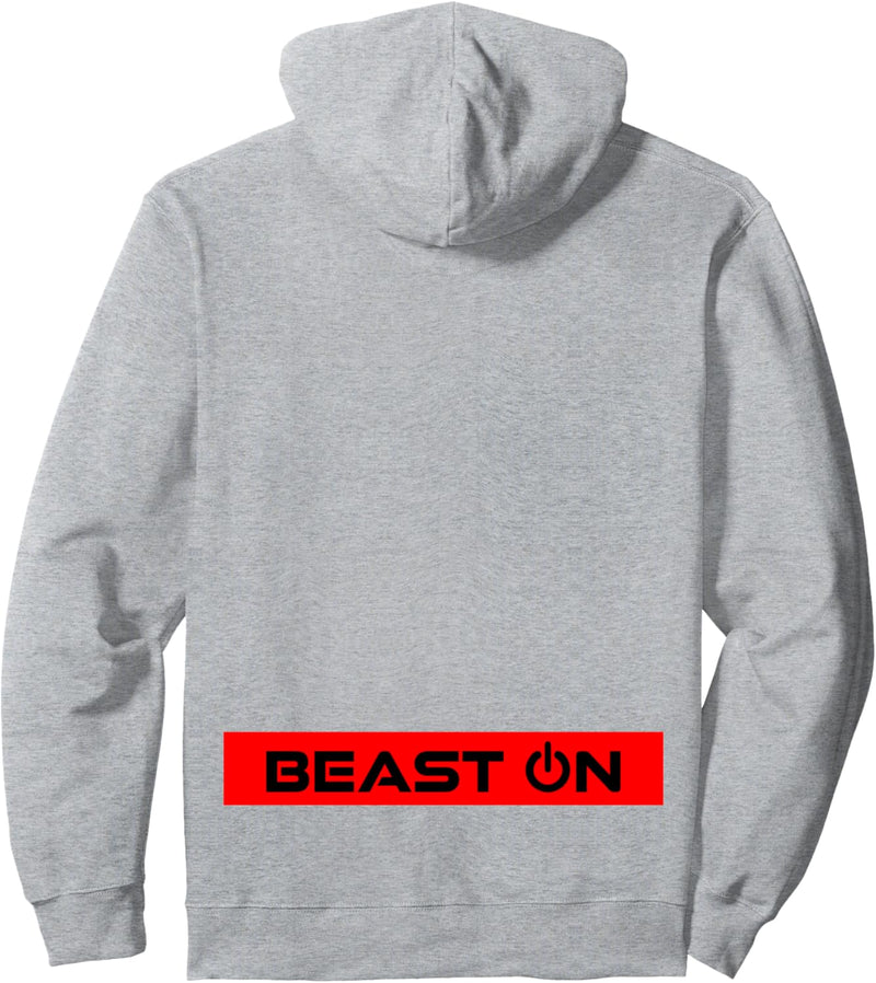 Beast ON Rücken Motiv rote Farbe Fitness Gym Motivation Pullover Hoodie