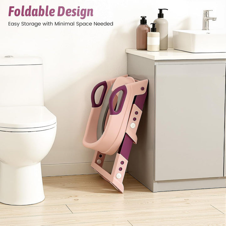 Toilettensitz Kinder mit Treppe Höhenverstellbar Klappbar Toilettentrainer Rutschfest Spritzschutz P