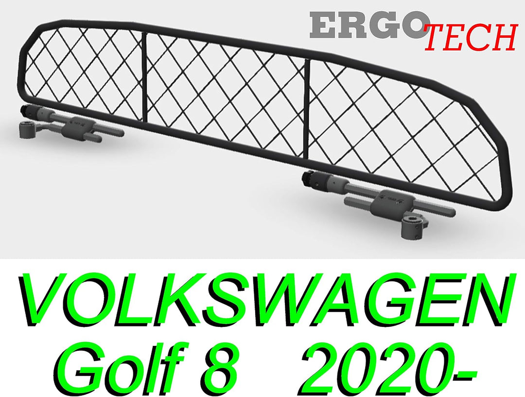 ERGOTECH Trennnetz Trenngitter für Volkswagen Golf 8 RDA65-HXXS8, für Hunde und Gepäck