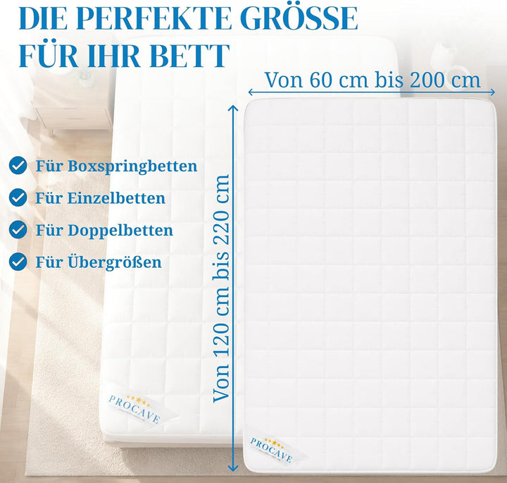 PROCAVE Micro-Comfort Matratzen-Bett-Schoner weiss 80x200 cm mit Spannumrandung | Höhe bis 30cm | Au