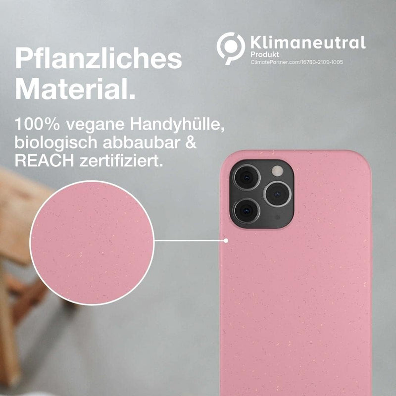 Woodcessories - Antibakterielle Bio Hülle kompatibel mit iPhone 12 Hülle pink, iPhone 12 Pro Hülle p