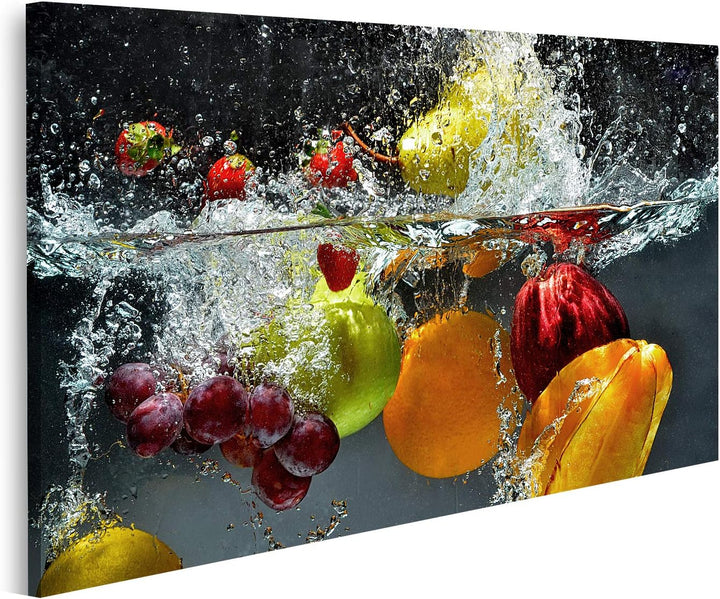 islandburner Bild auf Leinwand Plätschernde Frische Früchte Bilder Wandbilder Poster Leinwand 80x40c