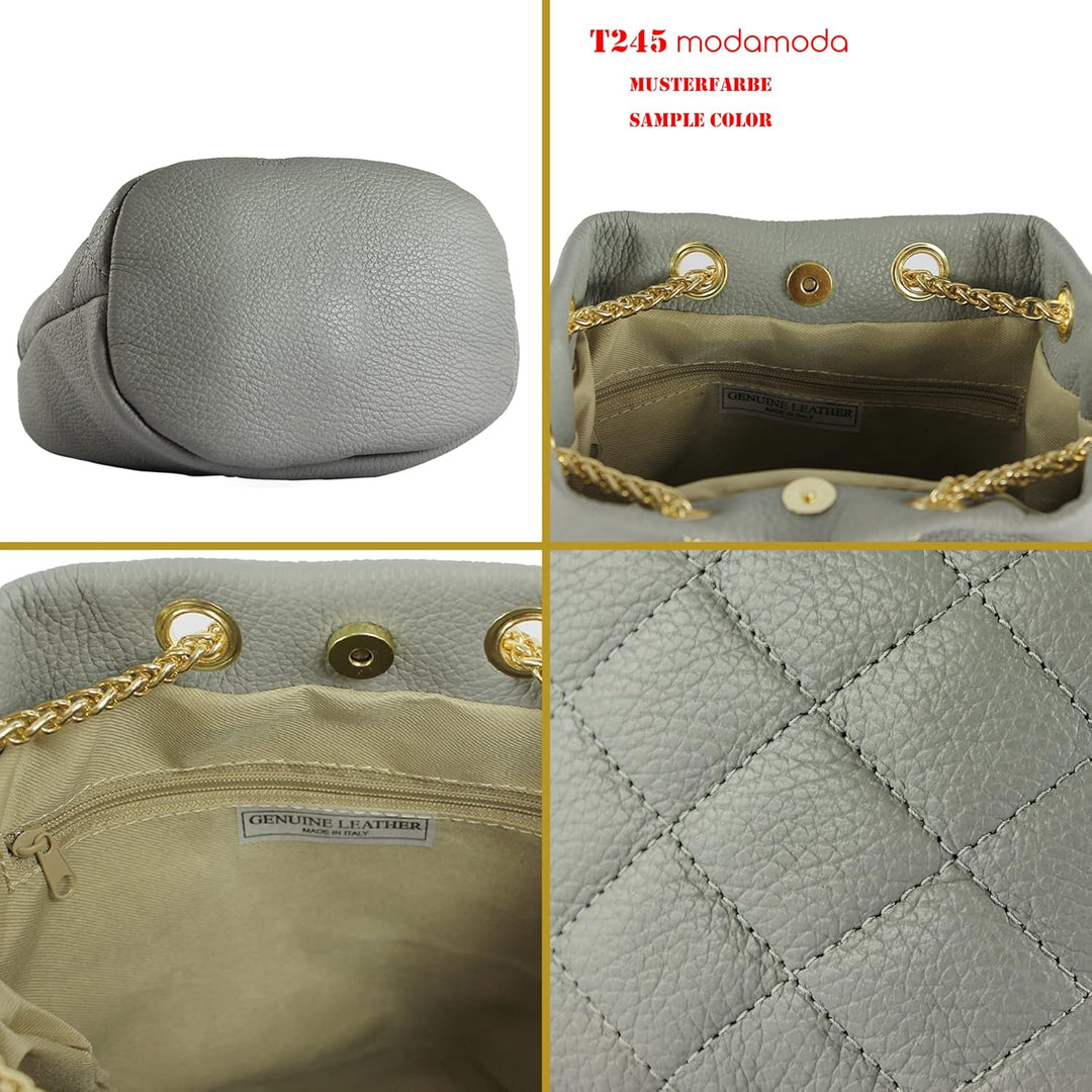 modamoda de - T245 - ital. Leder Damentasche Klein Small Dark Chocolate, Dark Chocolate