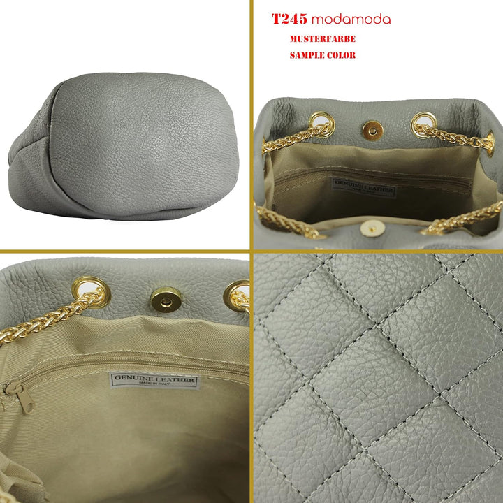modamoda de - T245 - ital. Leder Damentasche Klein Small Beige, Beige