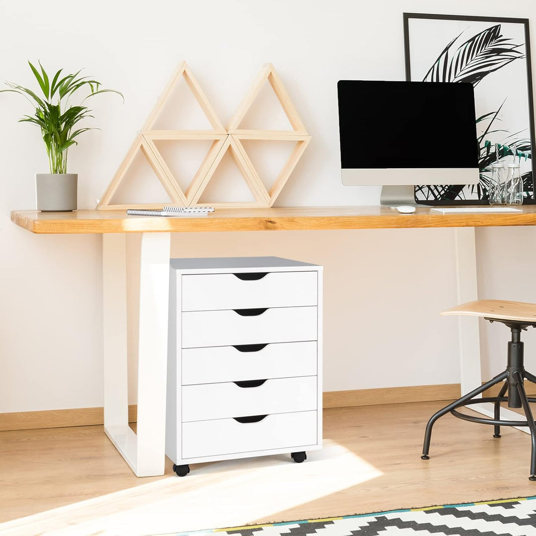 KOMFOTTEU Rollcontainer mit Schubladen, mobiler Aktenschrank Schubladenschrank mit Räder, Bürowagen