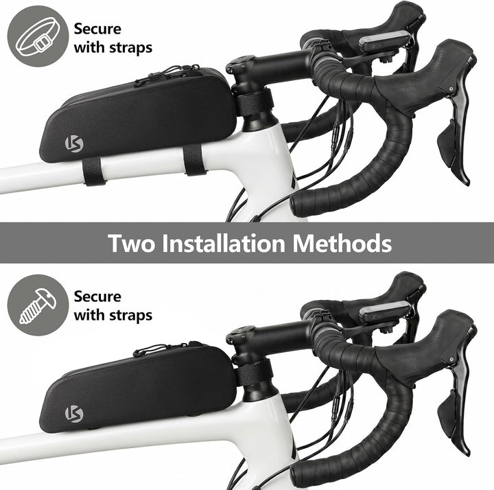 HOSSOM 1.2L Rahmentasche Fahrrad wasserdichte Oberrohrtasche Dualem Befestigungssystem Fahrradtasche