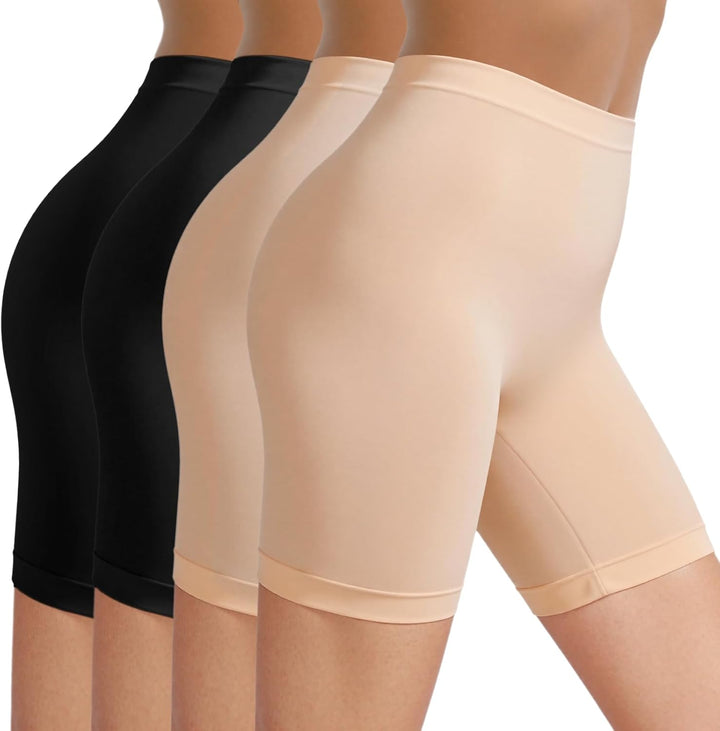 TIICHOO Radlerhose Damen Kurze Unter Kleid Anti Scheuer Sommer Leggings Kurz 4er Pack M 2 Schwarz/2
