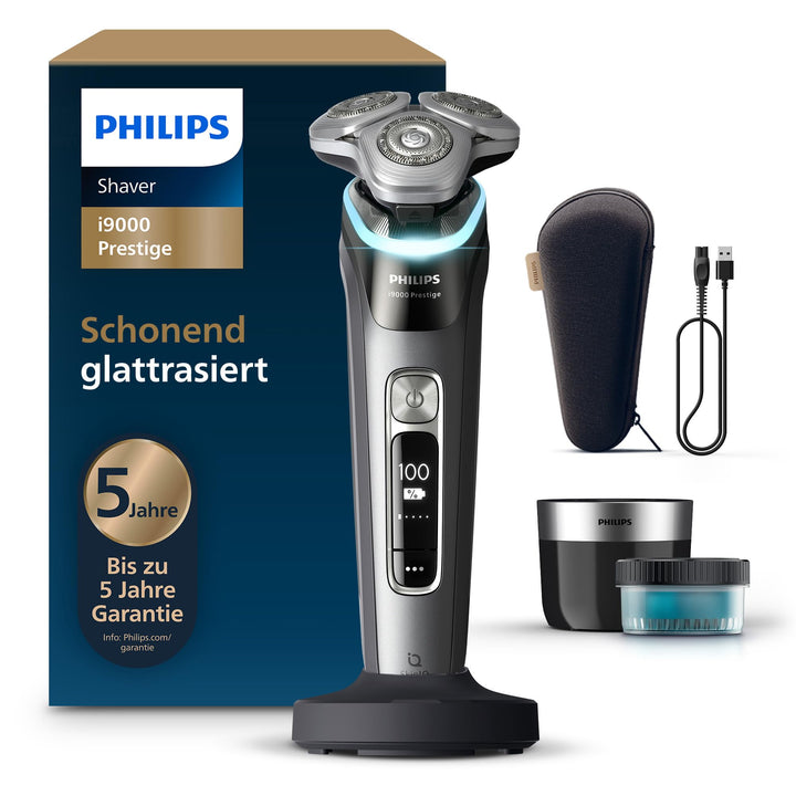 Philips Rasierer i9000 Prestige, Nass- und Trockenrasierer für Männer mit integriertem Trimmer, dunk