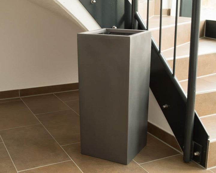 Elegant Einrichten Pflanzkübel Fiberglas säule 30x30x60cm anthrazit metallic