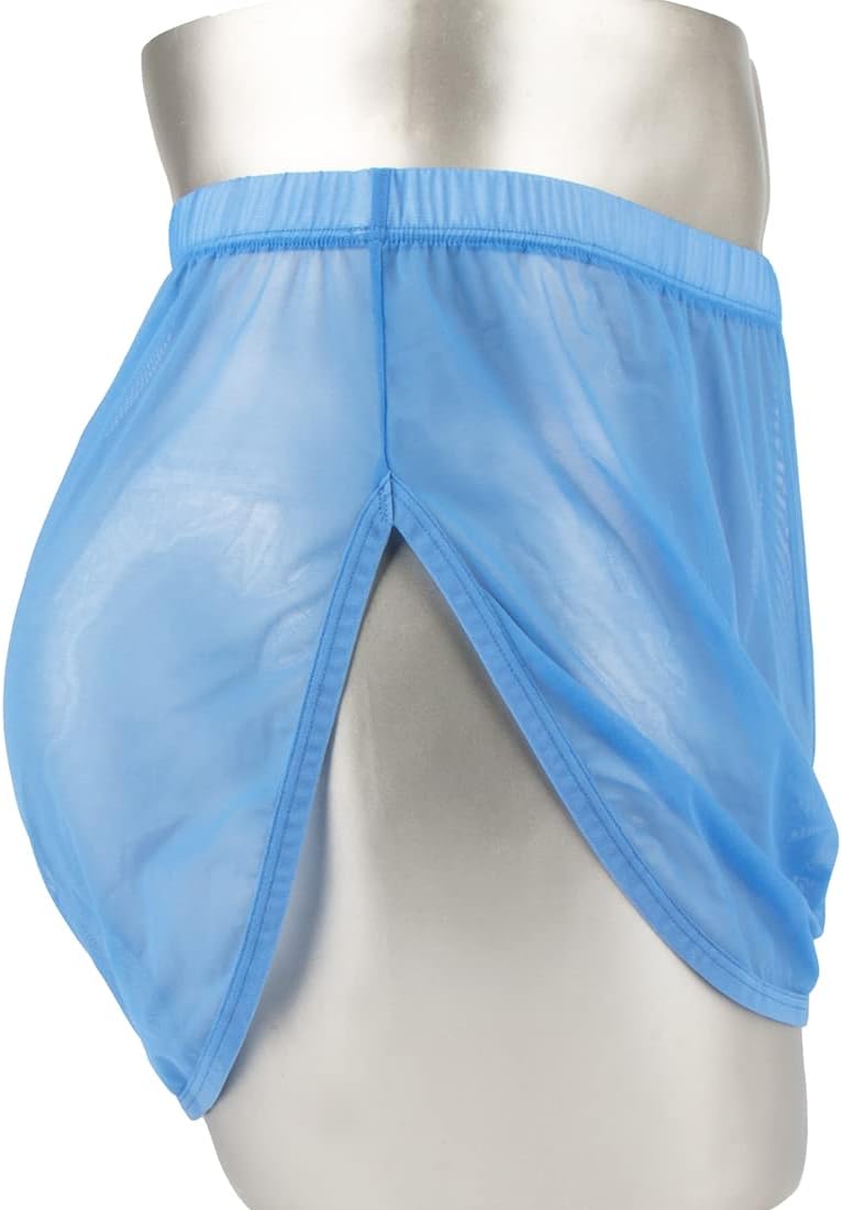 BIATWOWR Herren Transparent Sexy Boxershorts Männer Atmungsaktiv Bequem Unterhose Seitlichem Schlitz