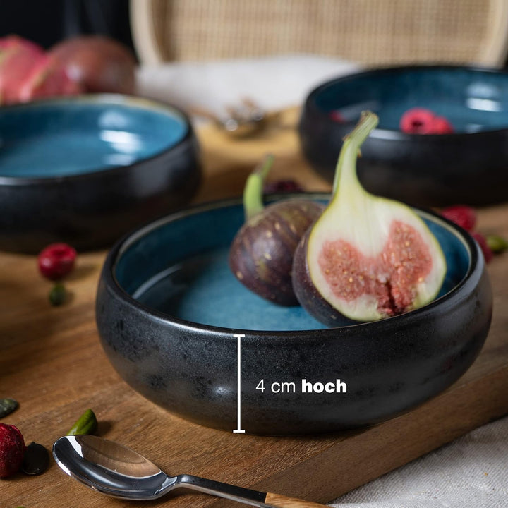 Moritz & Moritz SOLID 4x Kleine Schalen - 300ml - Dip Schälchen aus Steinzeug für Dessert, Snack, Su
