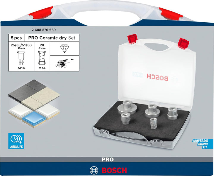 Bosch Professional 5 tlg. Diamanttrockenbohrer Dry Speed Best for Ceramic Set (für Keramik, Zubehör