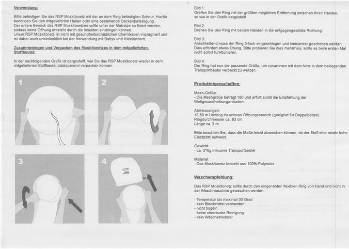 RSP Moskitonetz Mückenschutz - Verschiedene Modelle und Farben - extra gross mit und ohne Eingang We