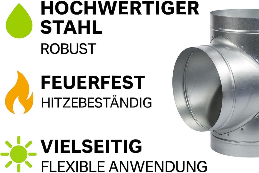 Weedness T-Stück 300 mm - Rohrlüfter Abluft Aktivkohlefilter Grow Lüfter Ablauftschlauch Adapter Kli
