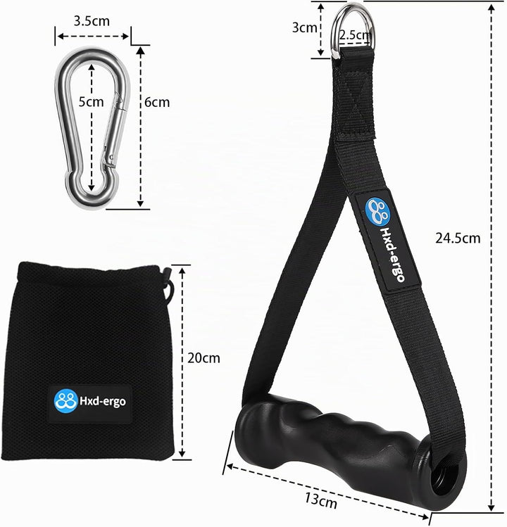 HXD-ERGO 2 Stück Einhandgriff für Widerstandsbänder, Fitnessband Griffe mit Metall D-Ring, Ergonomis