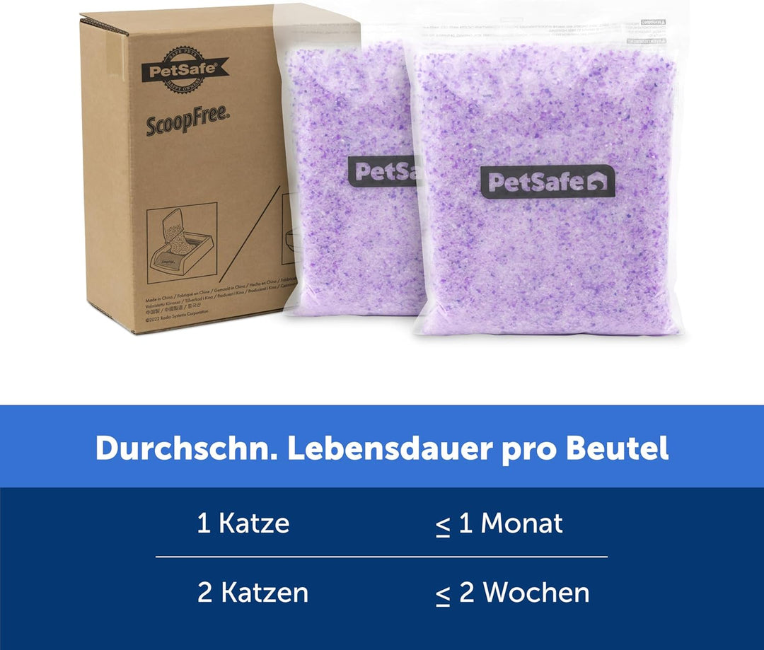PetSafe ScoopFree Premium Silikat-Katzenstreu mit Lavendelduft, Doppelpack, hervorragende Geruchskon