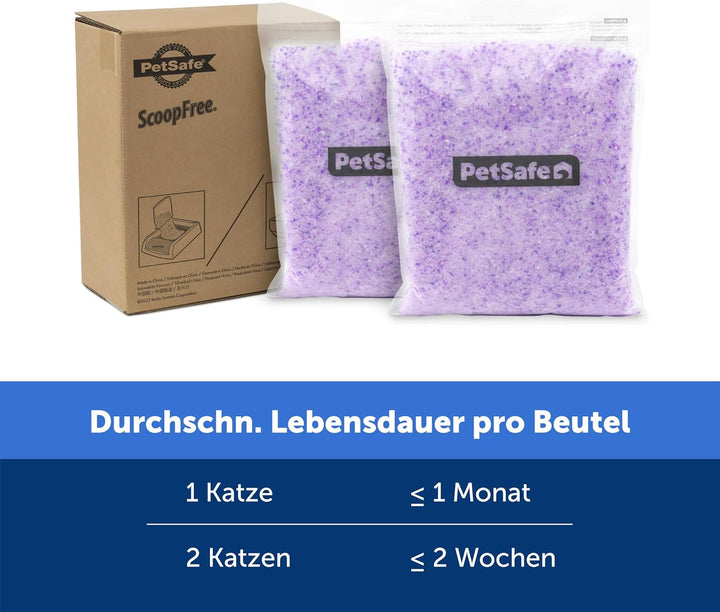 PetSafe ScoopFree Premium Silikat-Katzenstreu mit Lavendelduft, Doppelpack, hervorragende Geruchskon