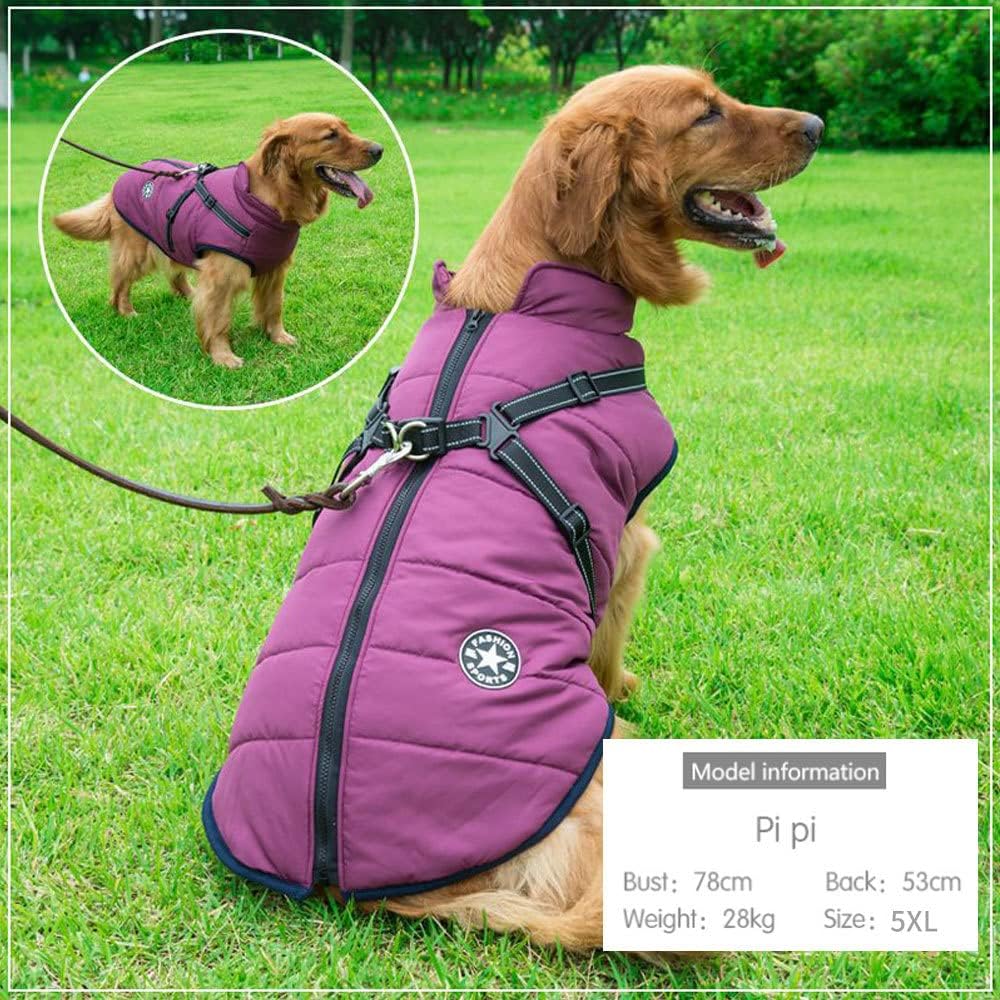 2-in-1 Hunde-Winter-Geschirr, für den Aussenbereich, warme grosse Hundejacke, kaltes Wetter, gepolst