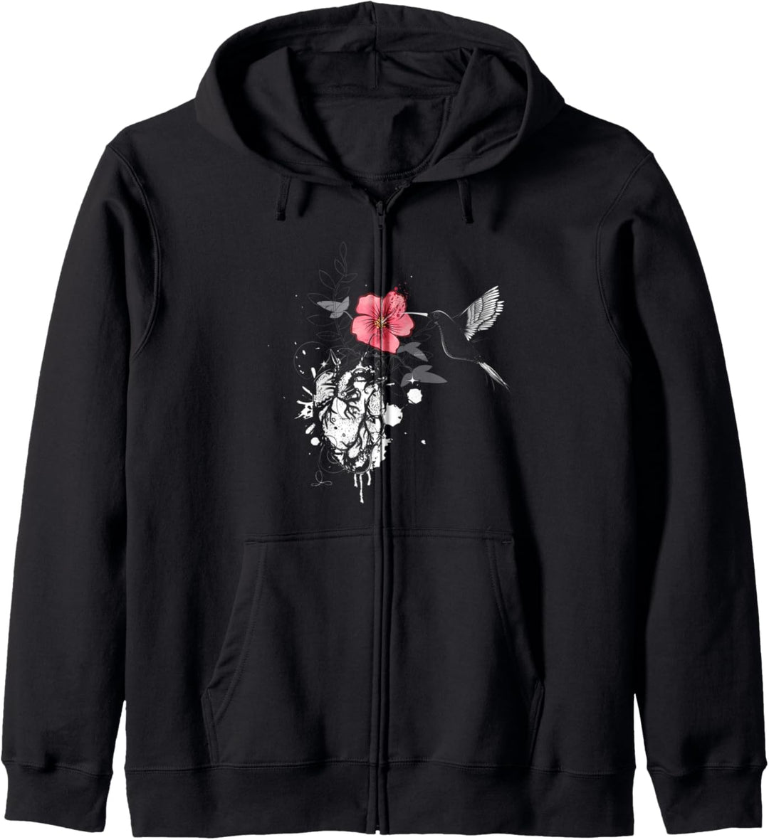 Kolibri und Herz mit Blume Kapuzenjacke