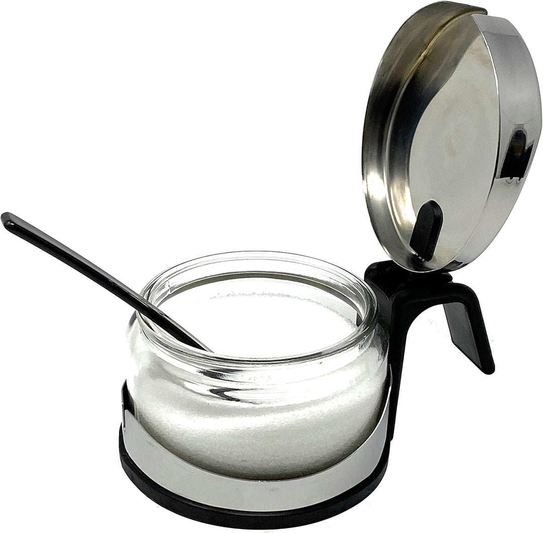 Zuckerdose Glas mit Deckel Edelstahl mit Löffel Zuckerbehälter Zuckerspender Parmesandose Marmeladen