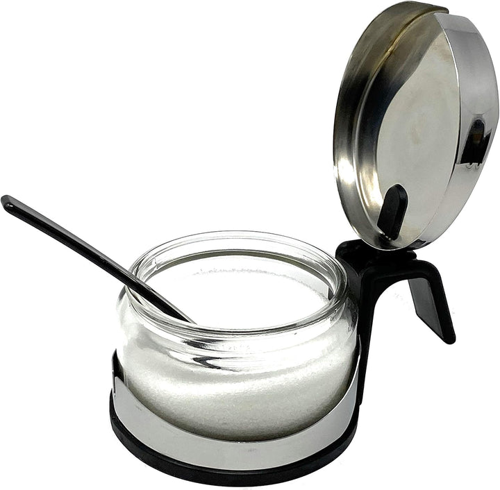 Zuckerdose Glas mit Deckel Edelstahl mit Löffel Zuckerbehälter Zuckerspender Parmesandose Marmeladen