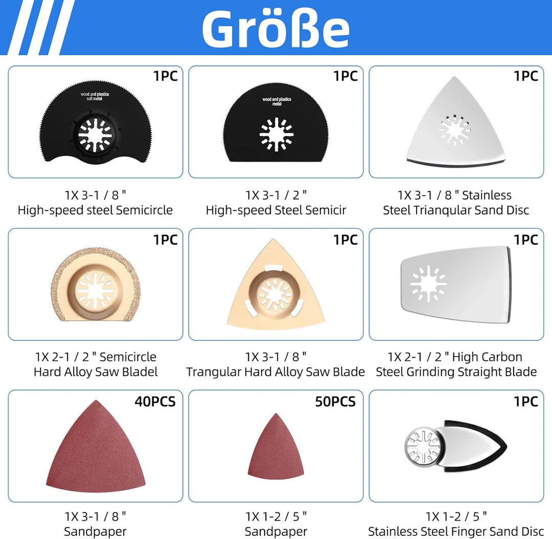 Jerbor 115 tlg Sägeblätter Kit, Multitool Werkzeug Oszillierendes Zubehör Set, Multifunktionswerkzeu