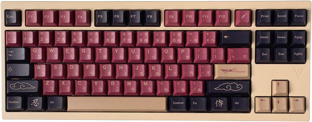 129 Tasten PBT Tastenkappen Dye Sub Cherry Profile Dye Sub Red Samurai Tastenkappen Set Fit for 61/6