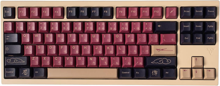 129 Tasten PBT Tastenkappen Dye Sub Cherry Profile Dye Sub Red Samurai Tastenkappen Set Fit for 61/6