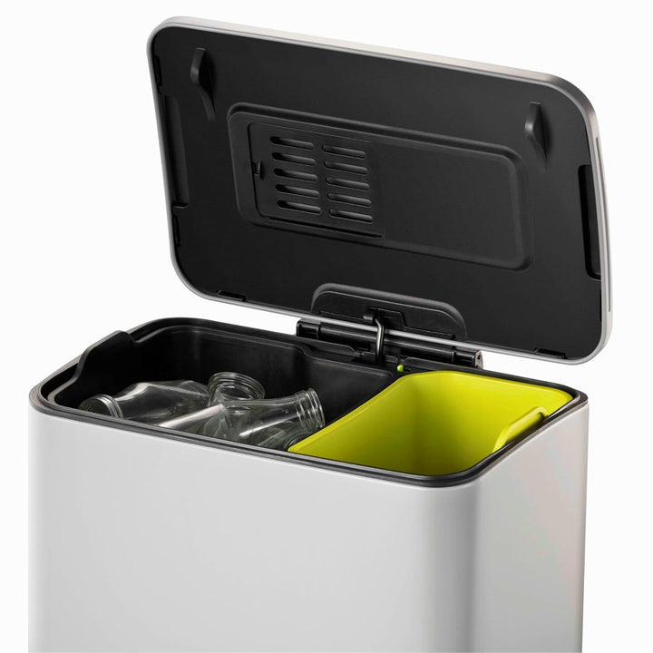 EKO E-Cube Tretmülleimer 28+18L Mülltrenner (34.5 x 50 x 65 cm, Dämpfer-System, Fingerabdruck frei,