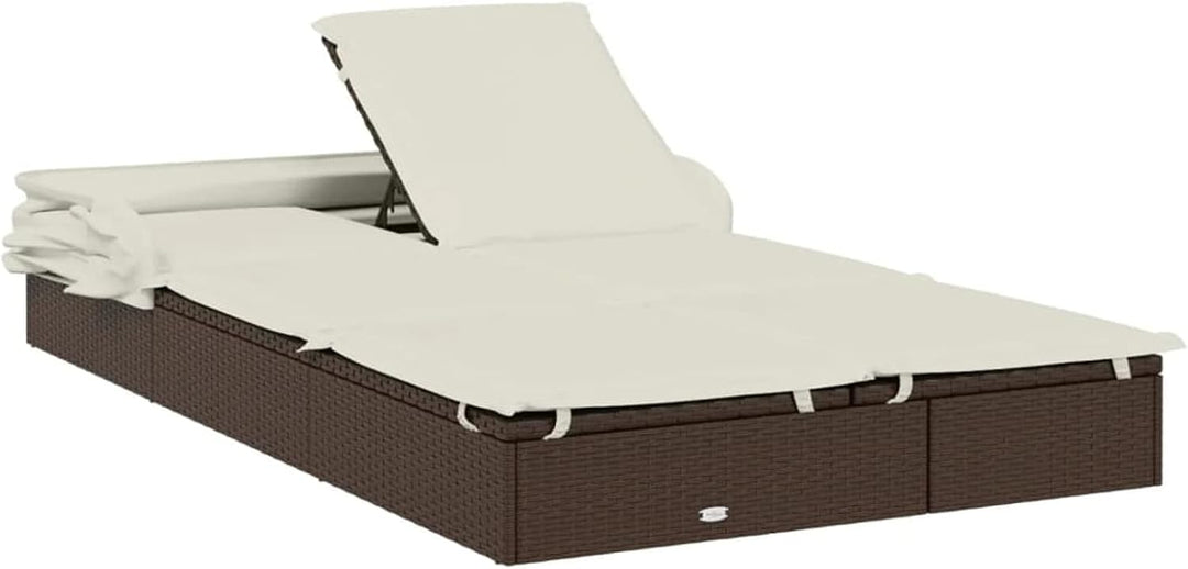 Festnight Sonnenliege 2 Personen mit Dach doppelliege Outdoor gartenliege 2 Personen Rattan gartenli