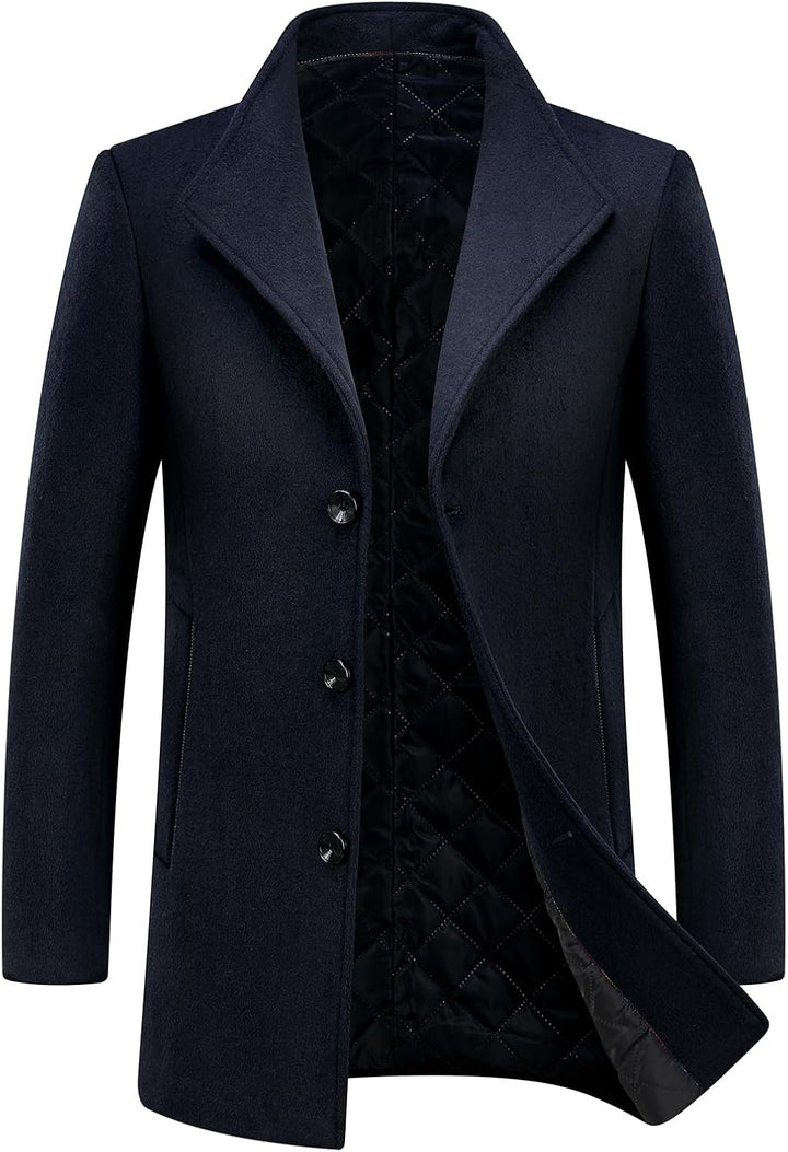 KUDORO Herren Wintermantel Kurzmantel Wollmantel Stehkragen Herren Mantel Warm Kurz Slim Fit Winterj