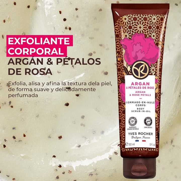 Yves Rocher Körperpeeling, sulfatfrei, 98 % Inhaltsstoffe natürlichen Ursprungs, 150 ml (Argan & Ros