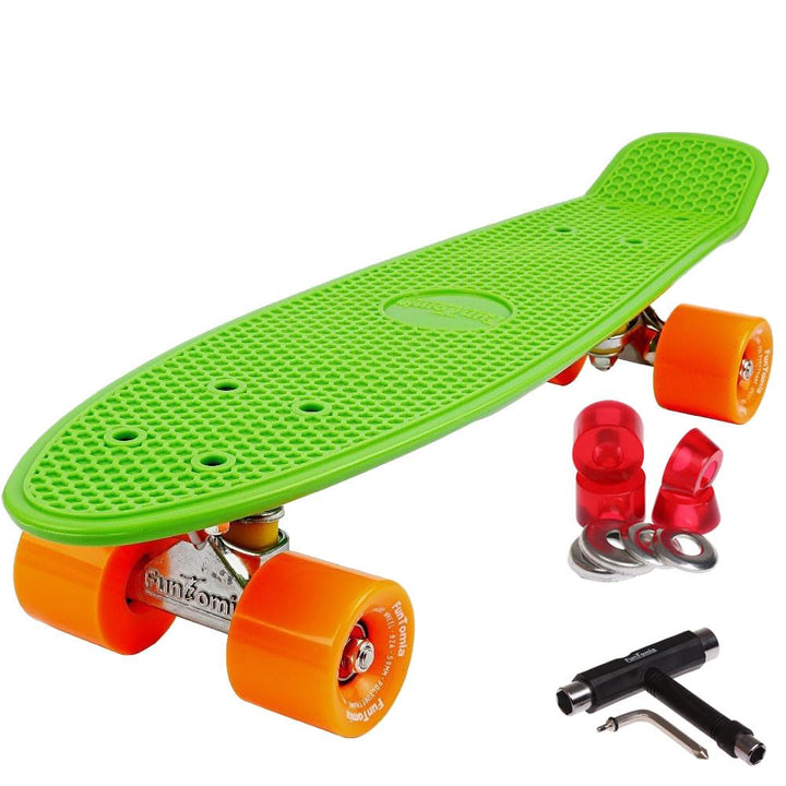 FunTomia Kinder Skateboard Cruiserboard Miniboard 57cm mit oder ohne LED Leuchtrollen Alu Truck Mach