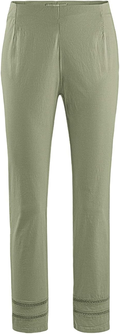 Stehmann, Capri Hose im Minimaldruck mit Hohlsaumstickerei 36 Vetiver, 36 Vetiver