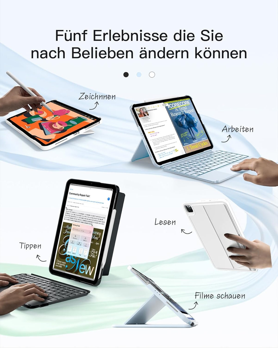 Inateck Hülle mit Tastatur,Ultraleichte Tastatur für iPad 11/10 Gen A16 2025 11 Zoll,iPad Air 11" M3