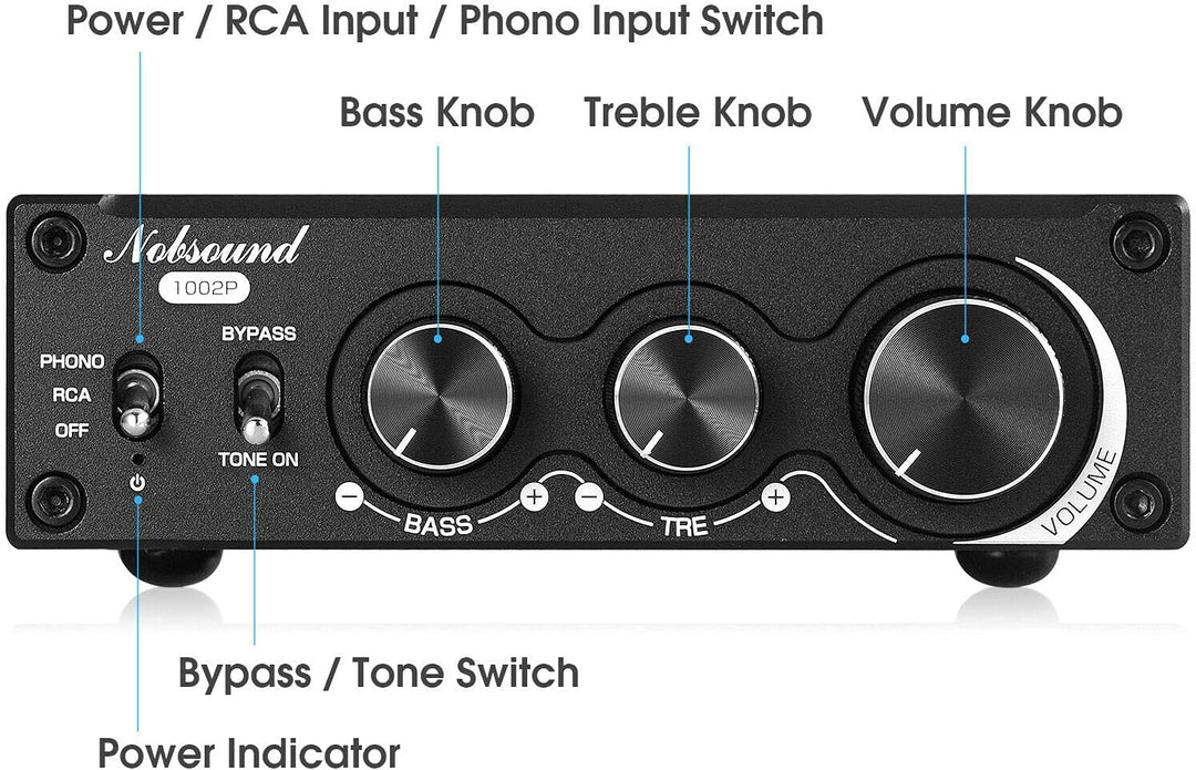 Nobsound 1002P Mini HiFi Stereo Verstärker mit TPA3221 Chip, 2 Kanäle Digitalverstärker, 200W Class