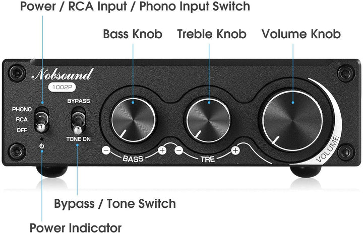 Nobsound 1002P Mini HiFi Stereo Verstärker mit TPA3221 Chip, 2 Kanäle Digitalverstärker, 200W Class