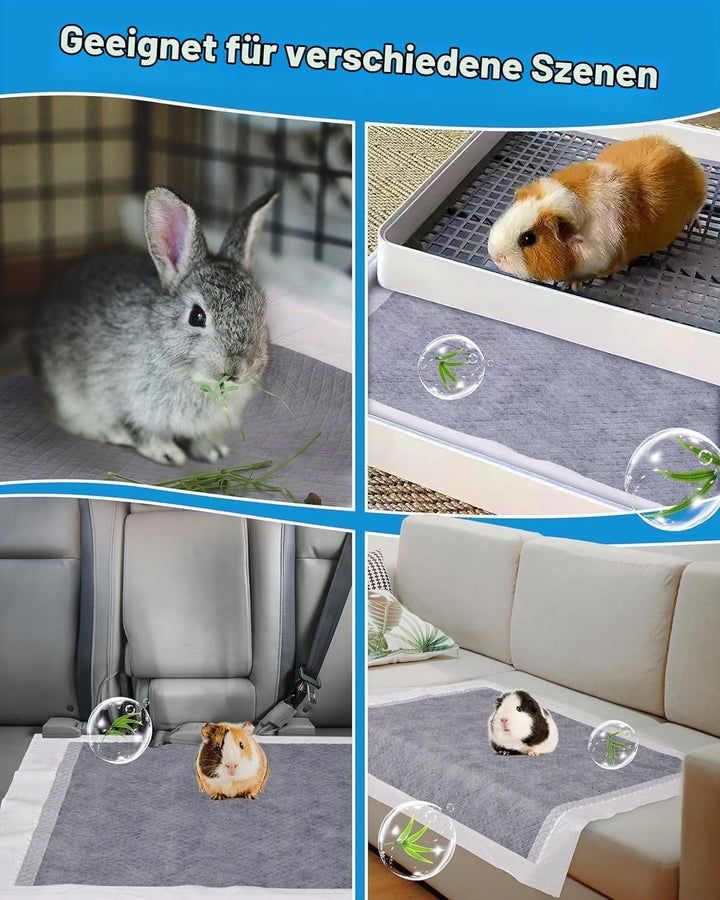 BUCATSTATE Einweg PIPI Pads für Meerschweinchen 50 Stück, 6 Lagen Super Saugfähig Kleintier Pee Pads