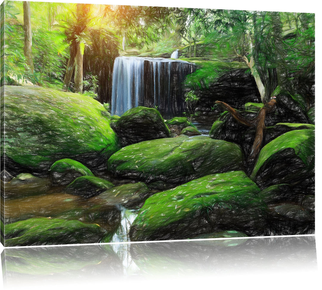 Pixxprint Regenwald in Thailand als Leinwandbild/Grösse: 100x70 cm/Wandbild/Kunstdruck/fertig bespan