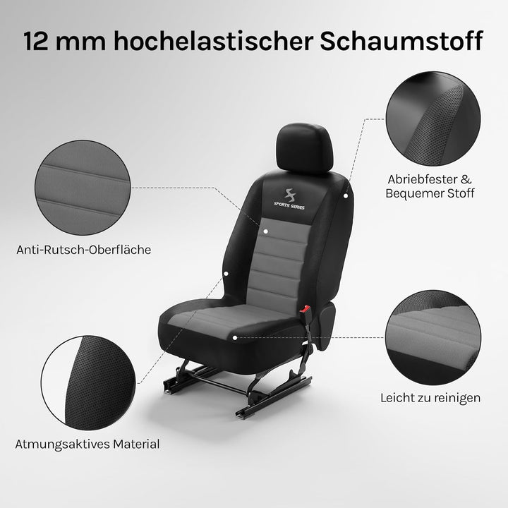WOLTU 2er Sitzbezüge Auto Einzelsitzbezug universal Grösse, Komplettset, grau, grau