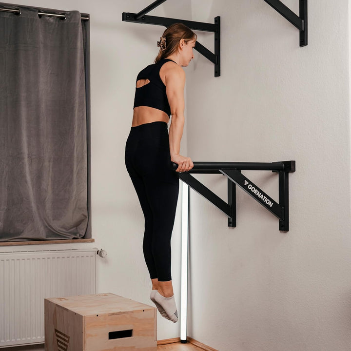 GORNATION Dip Bars für Wand, Dip Stange, Dips Barren, Wall Mounted Dip Station Home Gym Workout Bars