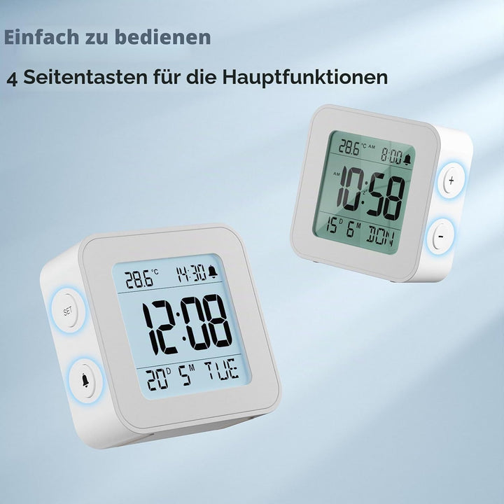 LATEC Wecker Digital, Digitaler Wecker Batterie, Klein Reisewecker Digital Uhr mit Temperaturanzeige