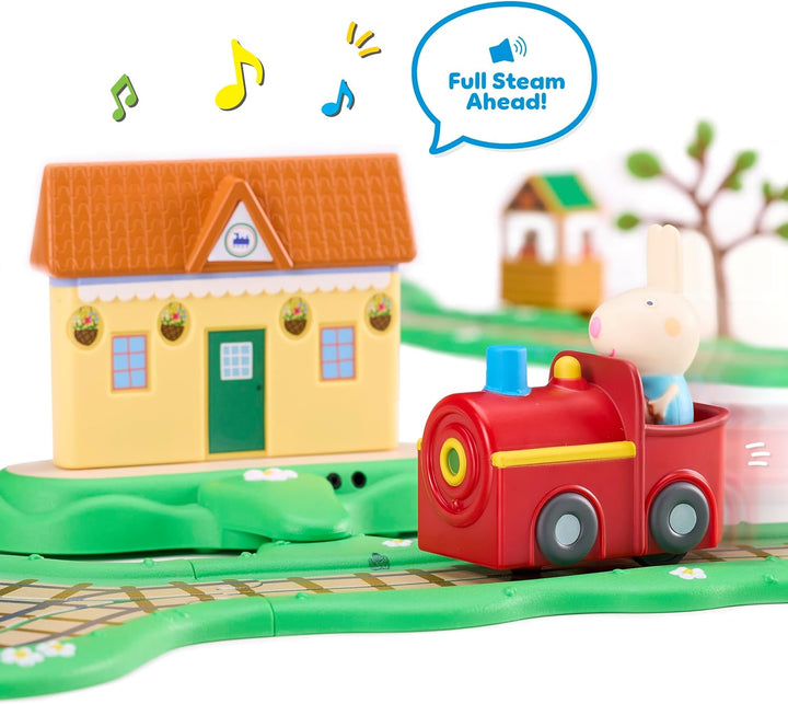 Peppa Wutz Whizz-Around Klickety-Klack Zugset – Motorisierter Zug mit Schorsch & Rebekka, Schienen,