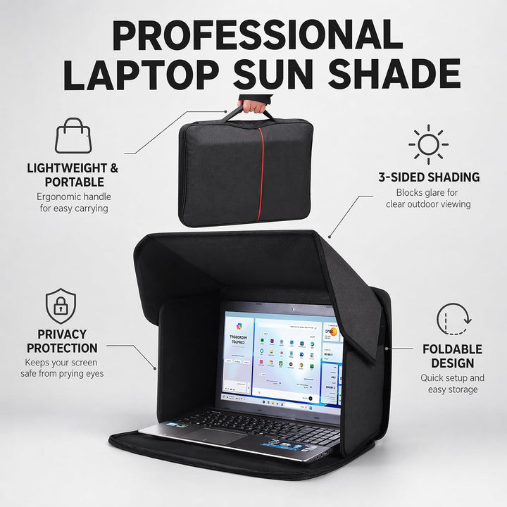 Universal Laptop Sonnenschutz, Sichtschutzhaube, Laptopzelt, Blendschutz für Bildschirm, Laptop Sonn