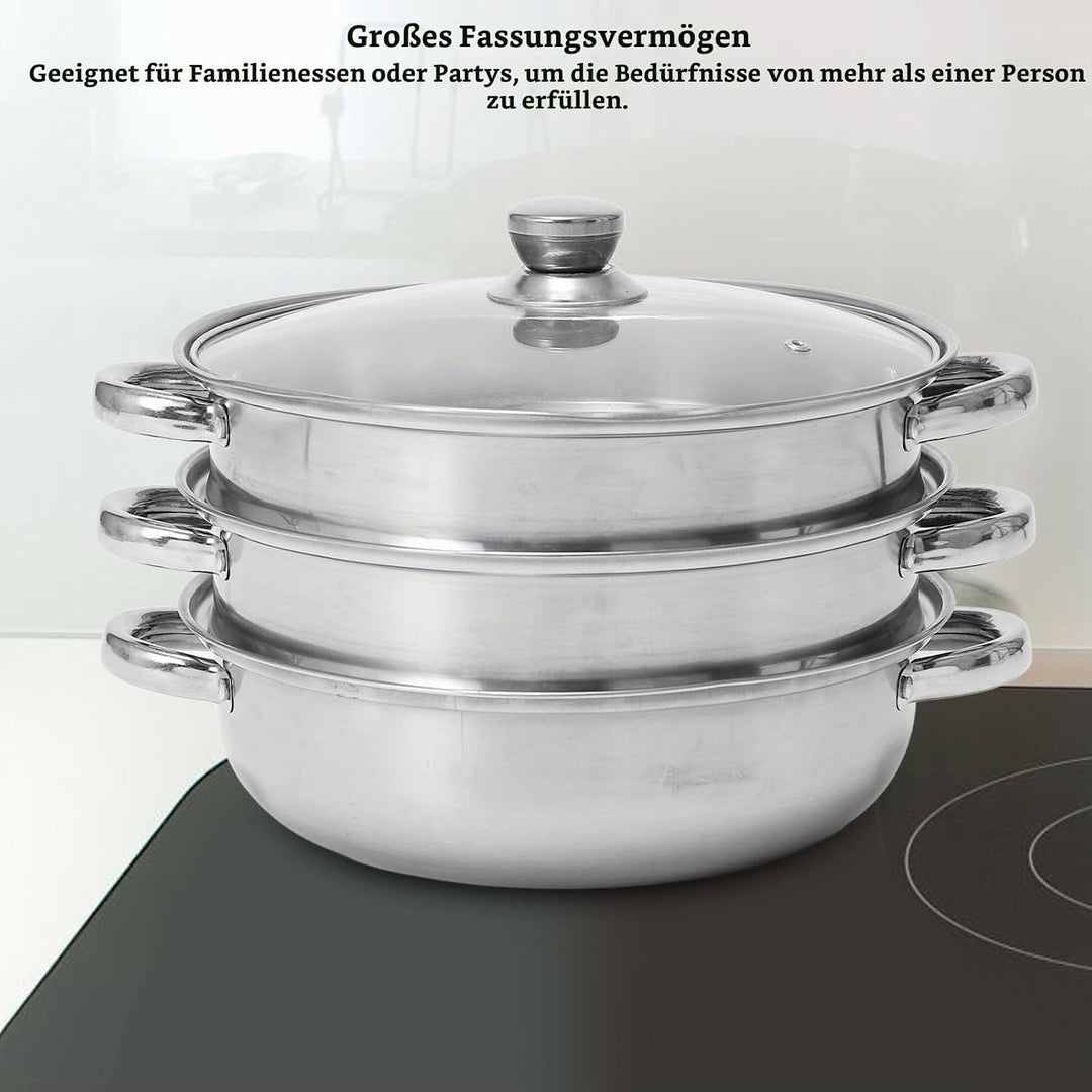 Edelstahl Dampftopf, Verdickter, Multifunktional, Grosses Fassungsvermögen, Doppelohr-Topf für Leben