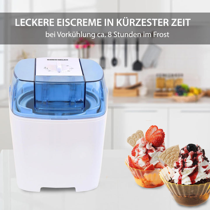 Syntrox Germany Eismaschine Drions 3 in 1 mit Timer, Frozen Joghurt Maker, Hausgemachte Eiscreme, Kü