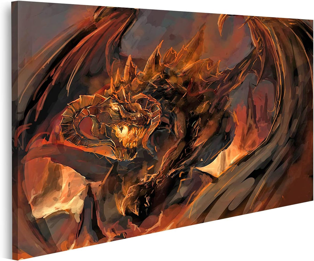 islandburner Bild auf Leinwand Drachen Wut Bilder Wandbilder Poster Leinwand 80x40cm, Leinwand 80x40