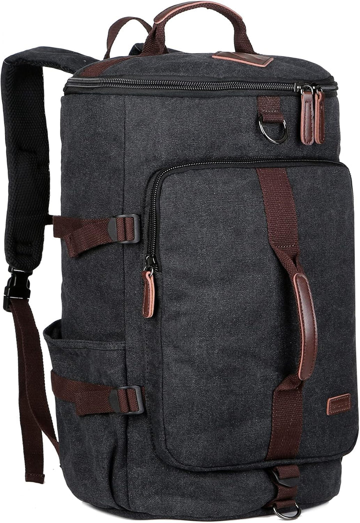 BAOSHA HB-26 Herren Vintage Canvas Rucksack Schwarz, Schwarz