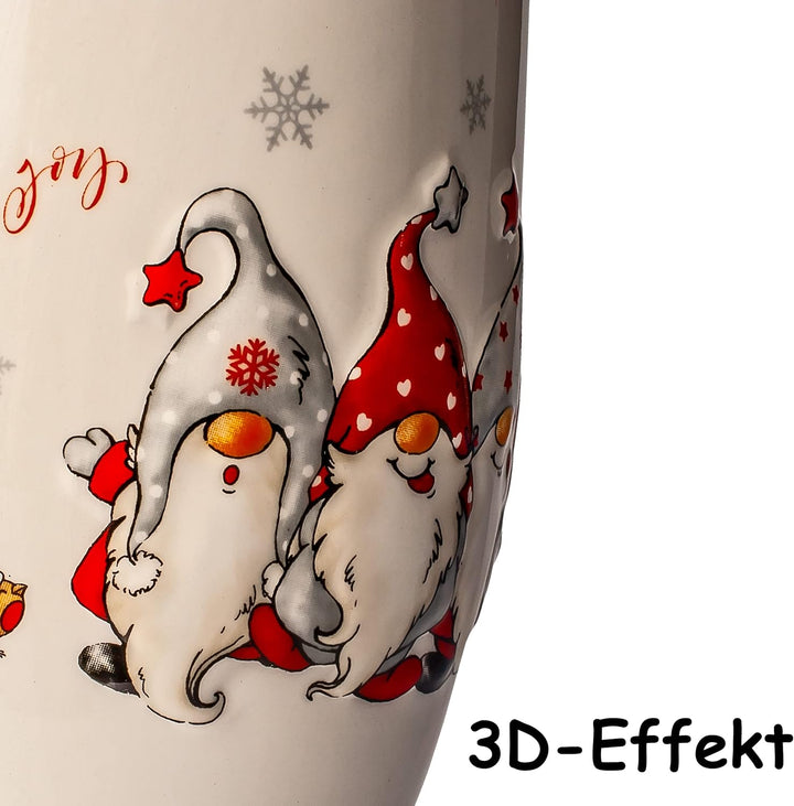 Weihnachtsgeschirr Verschiedene Artikel frei wählbar 2 TLG. Set 3D Effekt Henkeltassen lustige Wicht